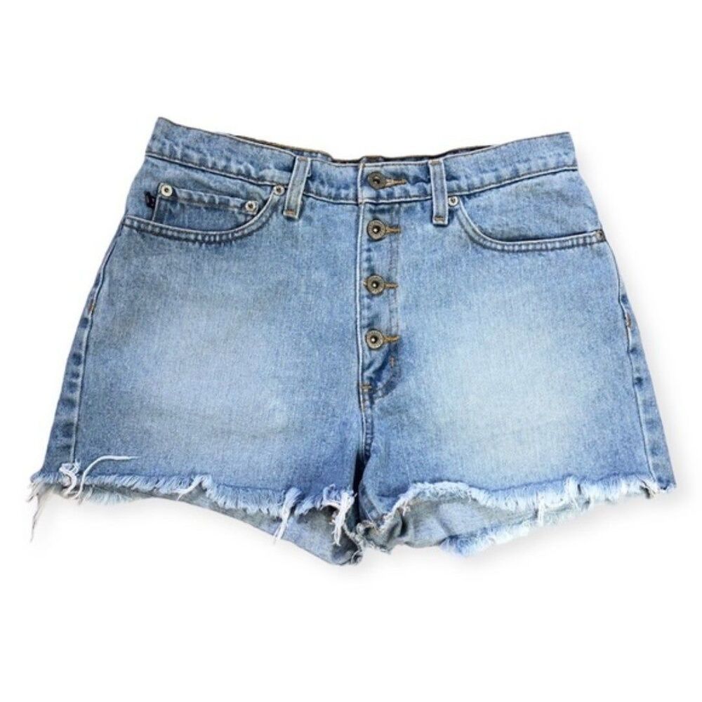 Polo Jeans Company Ralph Lauren High Rise Fringed Denim Shorts